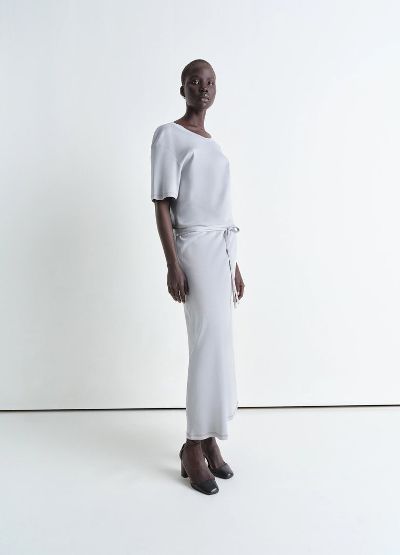 christophe lemaire ROBE T-SHIRT CÔTELÉE ET CEINTURÉE