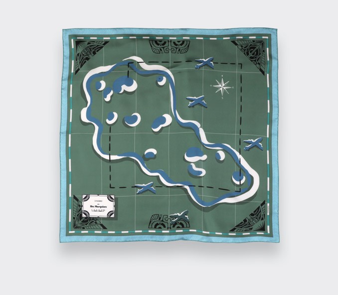 Cinabre Bandana Soie Vert - Les Marquises Aller Simple