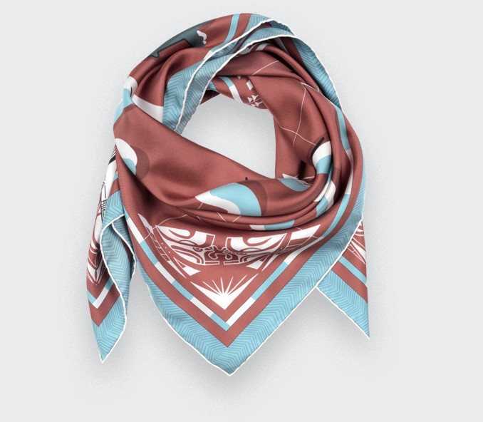 cinabre Carré soie Terracotta - Les Marquises Aller Simple