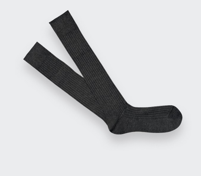 Cinabre Chaussettes Mi-bas Homme Unies Gris Anthracite