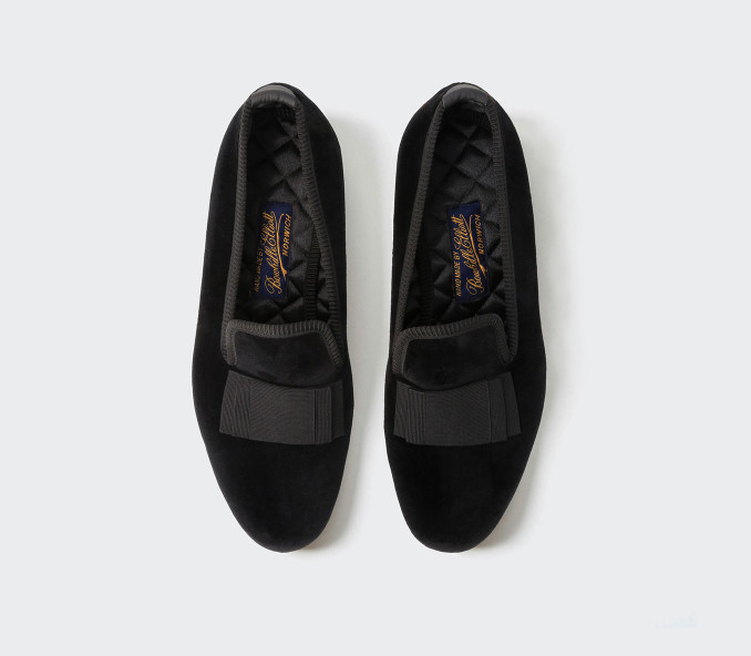 cinabre Chaussons de Smoking en Velours - Modèle Albert à Noeud Plat