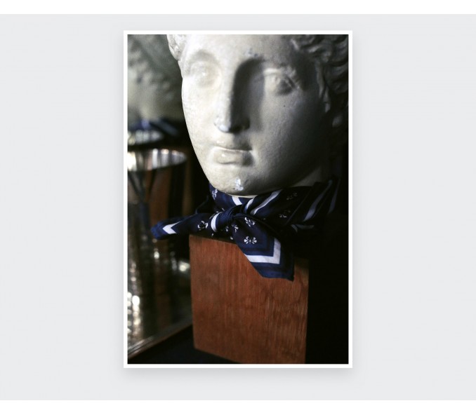 Cinabre Bandana Coton Cité Bergère Marine Beige