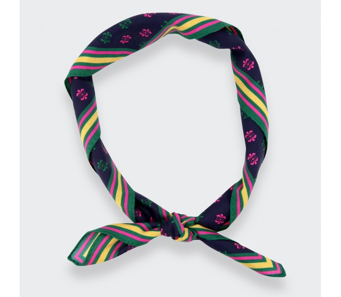 Cinabre Bandana Coton Cité Bergère Marine Rose