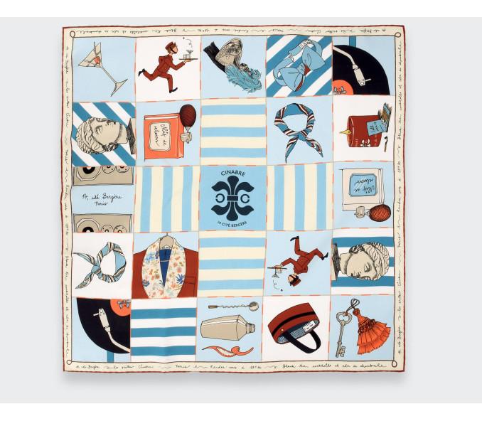 Cinabre Bandana Soie 55 Suite Cinabre Ciel