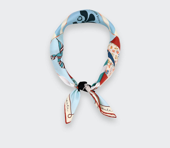 Cinabre Bandana Soie 55 Suite Cinabre Ciel