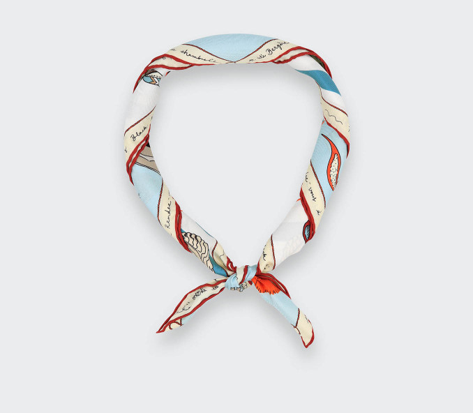 cinabre Bandana Soie 55 Suite Cinabre Ciel
