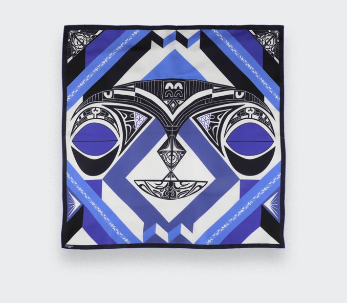 Cinabre Bandana Soie Bleu - Les Marquises Tikiti