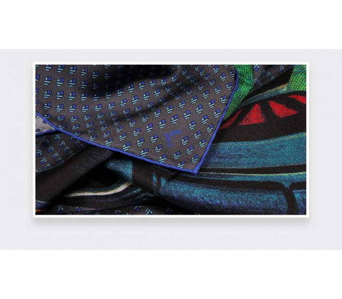 Cinabre Bandana Soie Grand Pan Gris