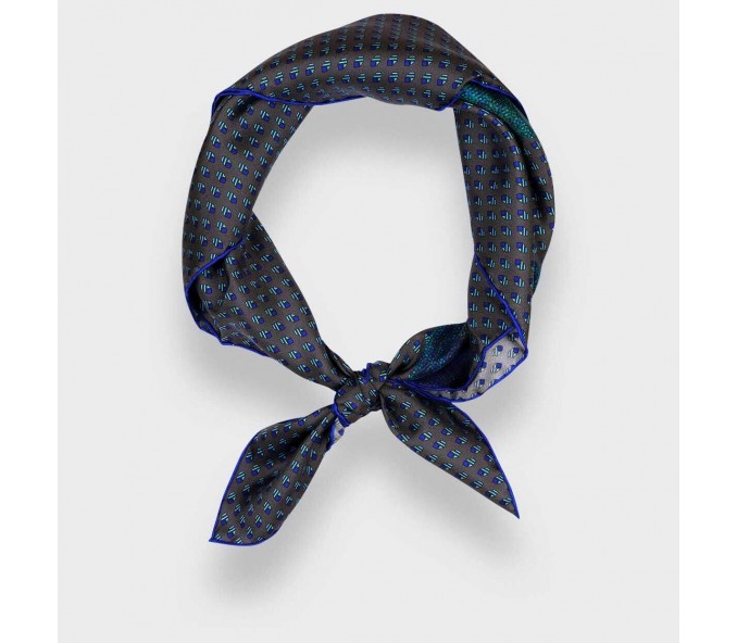 Cinabre Bandana Soie Grand Pan Gris
