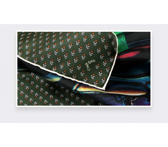 Cinabre Bandana Soie Grand Pan Kaki