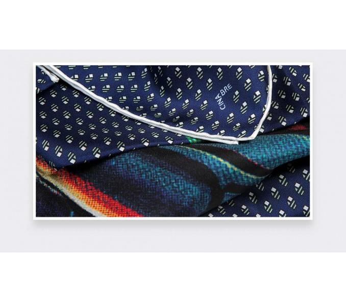 Cinabre Bandana Soie Grand Pan Marine Gris