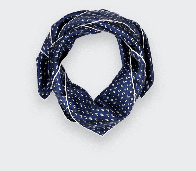 cinabre Bandana soie Grand Pan marine gris