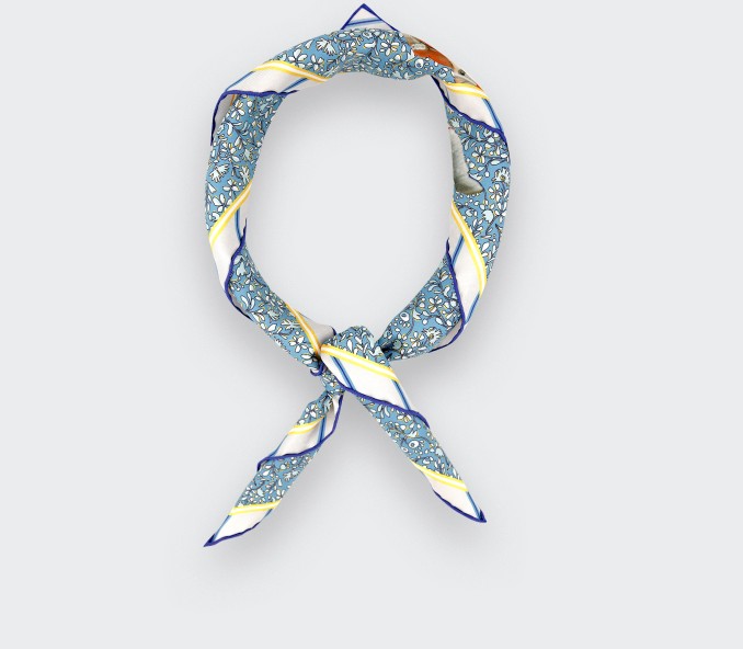 cinabre Bandana Soie Spationaute Bleu Gris
