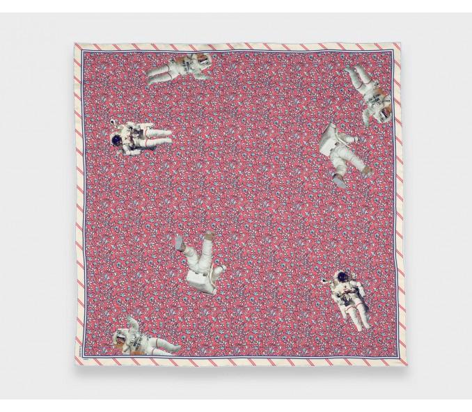 Cinabre Bandana Soie Spationaute Corail