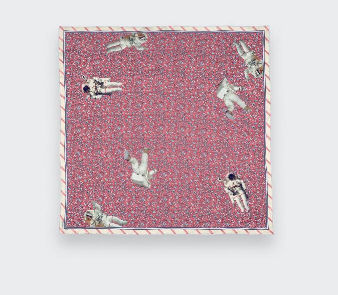 Cinabre Bandana Soie Spationaute Corail