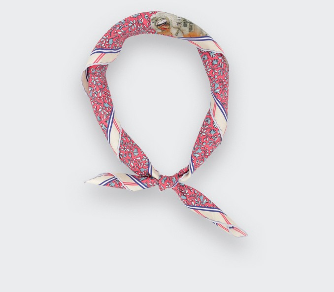 cinabre Bandana Soie Spationaute Corail