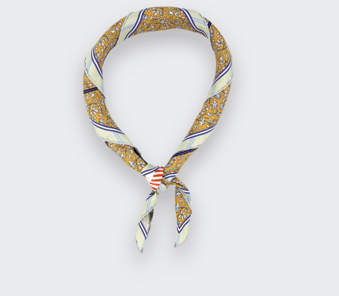 cinabre Bandana Soie Spationaute Moutarde