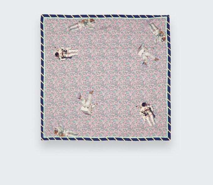 Cinabre Bandana Soie Spationaute Rose