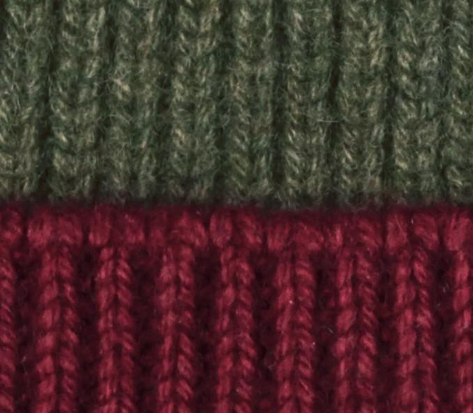 Cinabre Bonnet Cachemire Recyclé Kaki Bordeaux