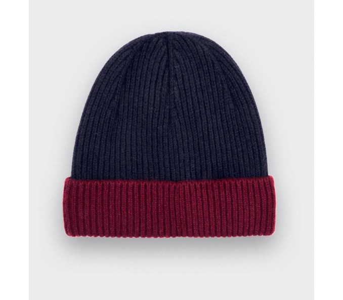 Cinabre Bonnet Cachemire Recyclé Marine Bordeaux