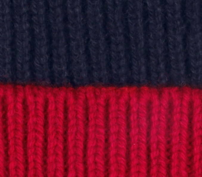 Cinabre Bonnet Cachemire Recyclé Marine Rouge