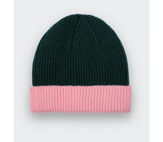Cinabre Bonnet Cachemire Recyclé Vert Rose