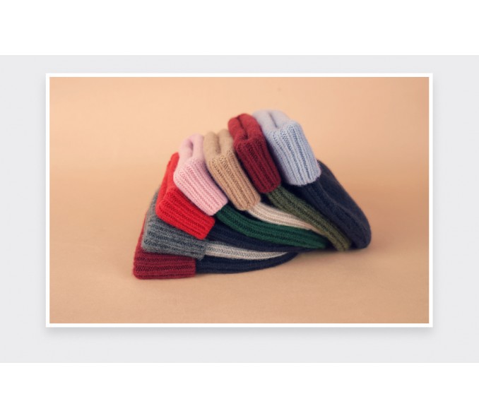 Cinabre Bonnet Cachemire Recyclé Vert Rose