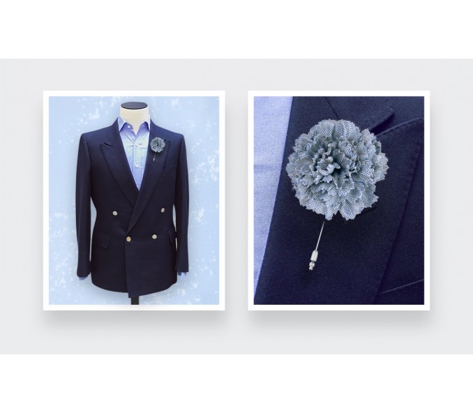 Cinabre Boutonnière Chevron Ciel