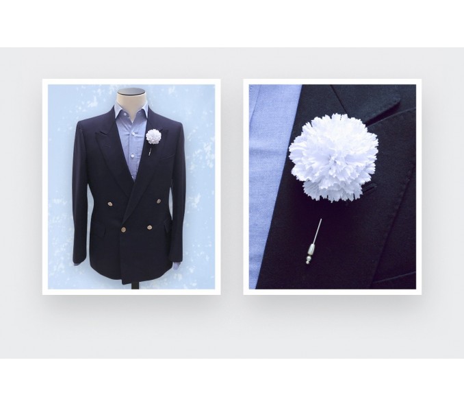 Cinabre Boutonnière Coton Piqué Blanche