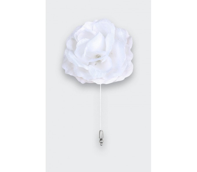 Cinabre Boutonnière Fleur Rose Soie Blanche