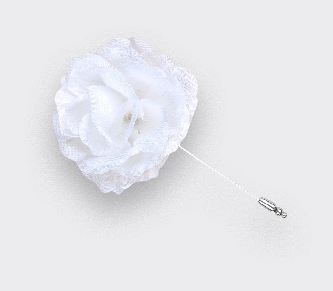 cinabre Boutonnière Fleur Rose Soie Blanche