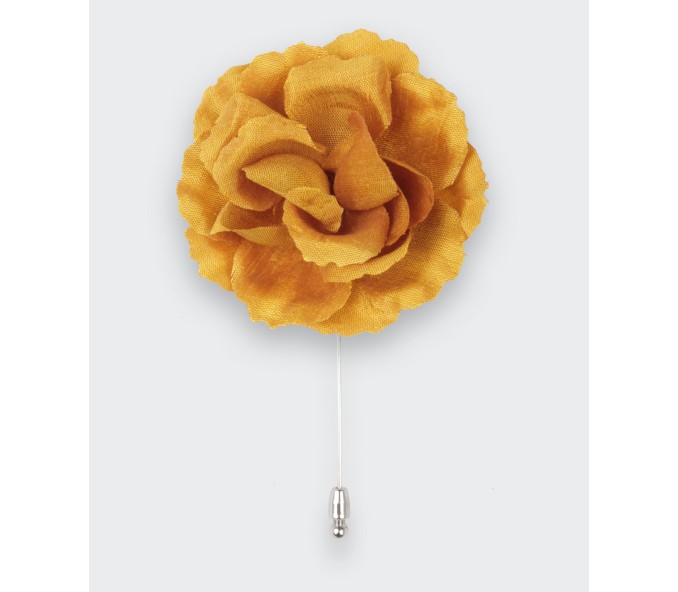 Cinabre Boutonnière Fleur Rose Soie Or