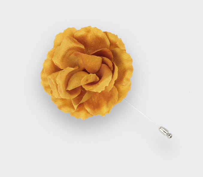 cinabre Boutonnière Fleur Rose Soie Or