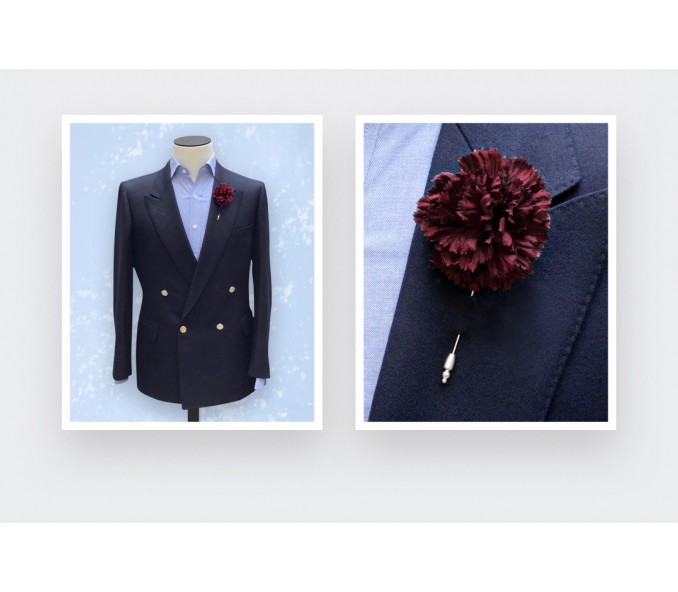 Cinabre Boutonnière Soie Bordeaux