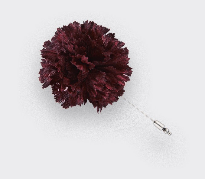 cinabre Boutonnière Soie Bordeaux