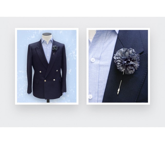 Cinabre Boutonnière Soie Grise