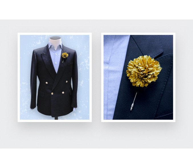 Cinabre Boutonnière Soie Jaune