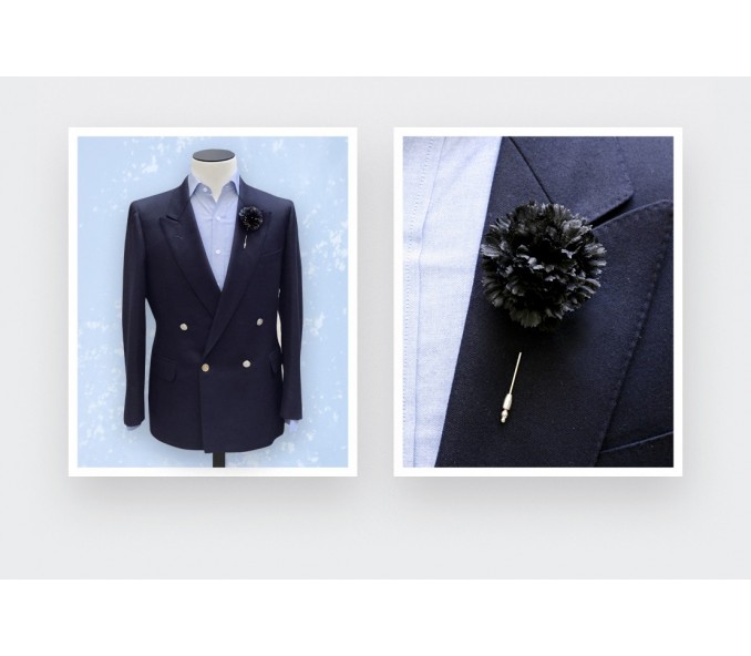 Cinabre Boutonnière Soie Noir