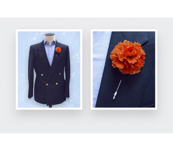 Cinabre Boutonnière Soie Orange