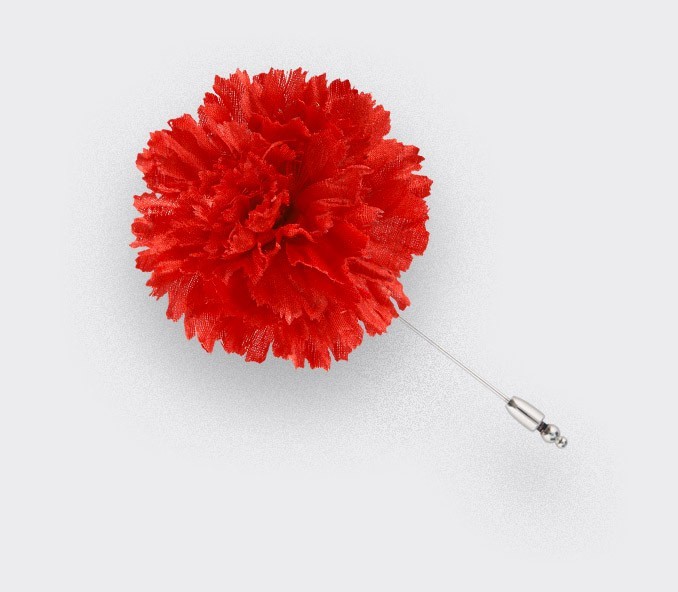 cinabre Boutonnière Soie Rouge