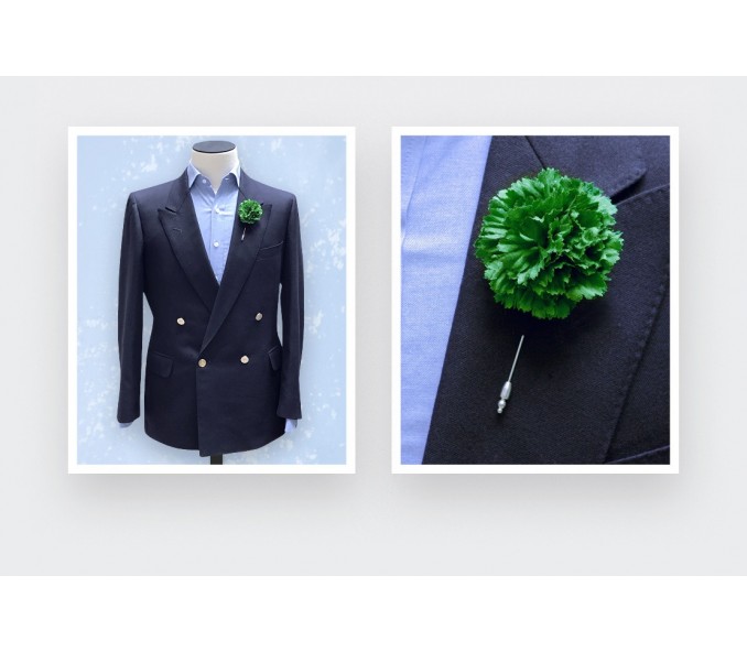 Cinabre Boutonnière Soie Verte