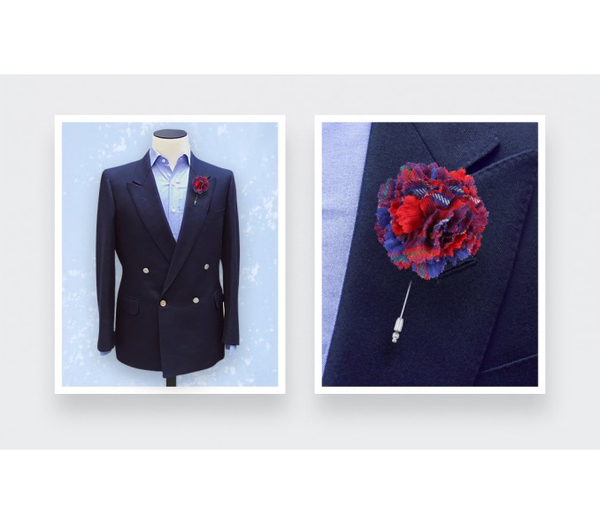 Cinabre Boutonnière Tartan Rouge Galloway
