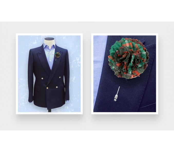 Cinabre Boutonnière Tartan Vert Scott