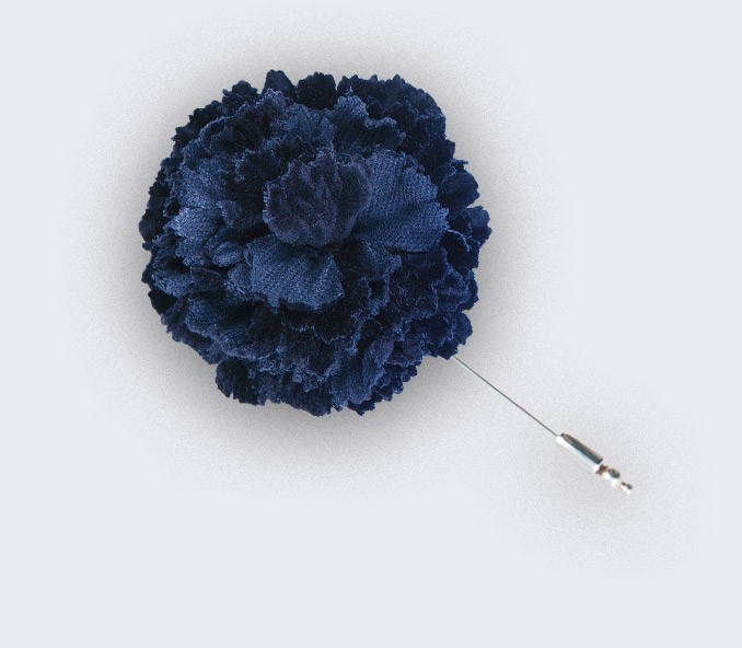 cinabre Boutonnière Velours Bleu Marine