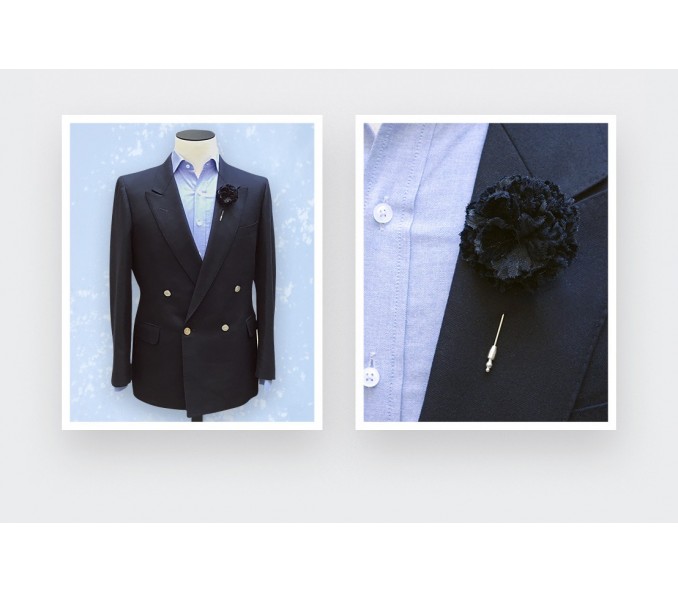 Cinabre Boutonnière Velours Noir