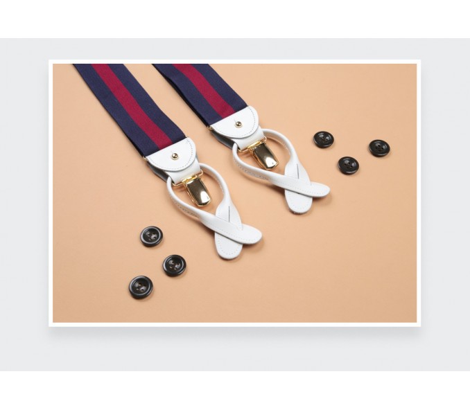 Cinabre Bretelles Marine Rayure Bordeaux