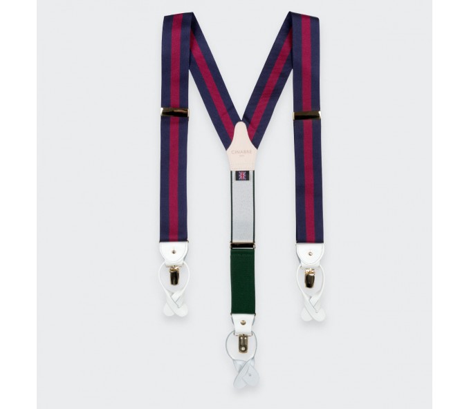 Cinabre Bretelles Marine Rayure Bordeaux