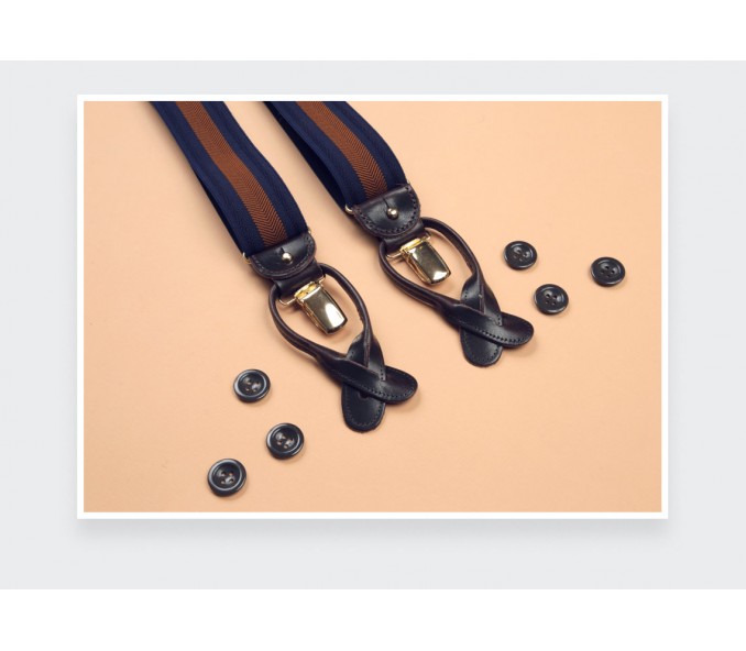 Cinabre Bretelles Marine Rayure Marron