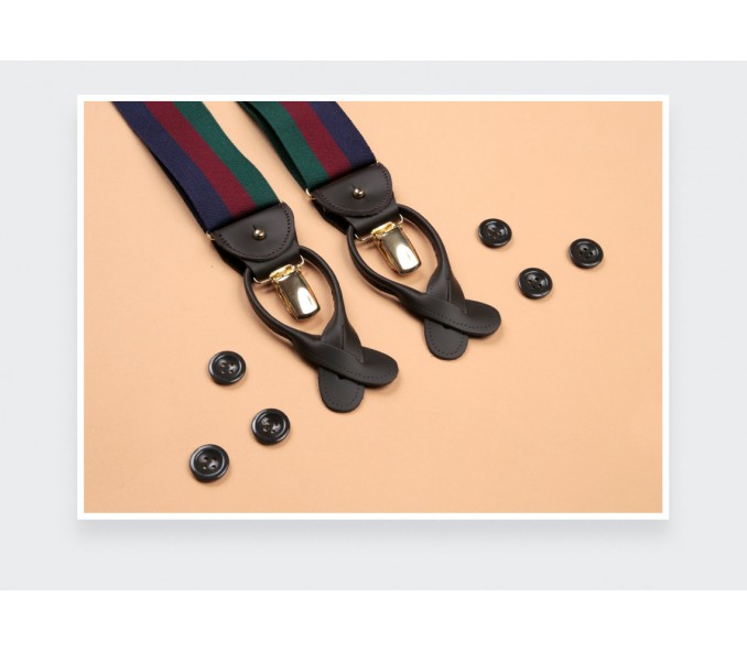 Cinabre Bretelles Rayures Rouge Marine Vert