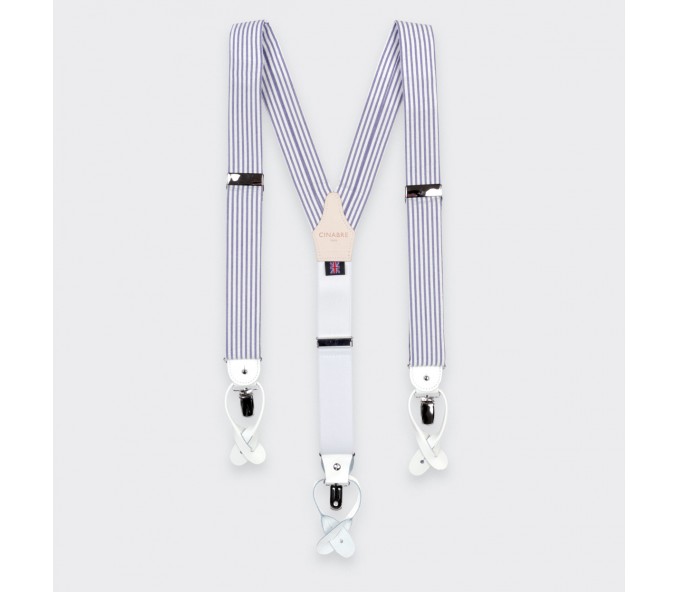 Cinabre Bretelles Seersucker Rayé Bleu